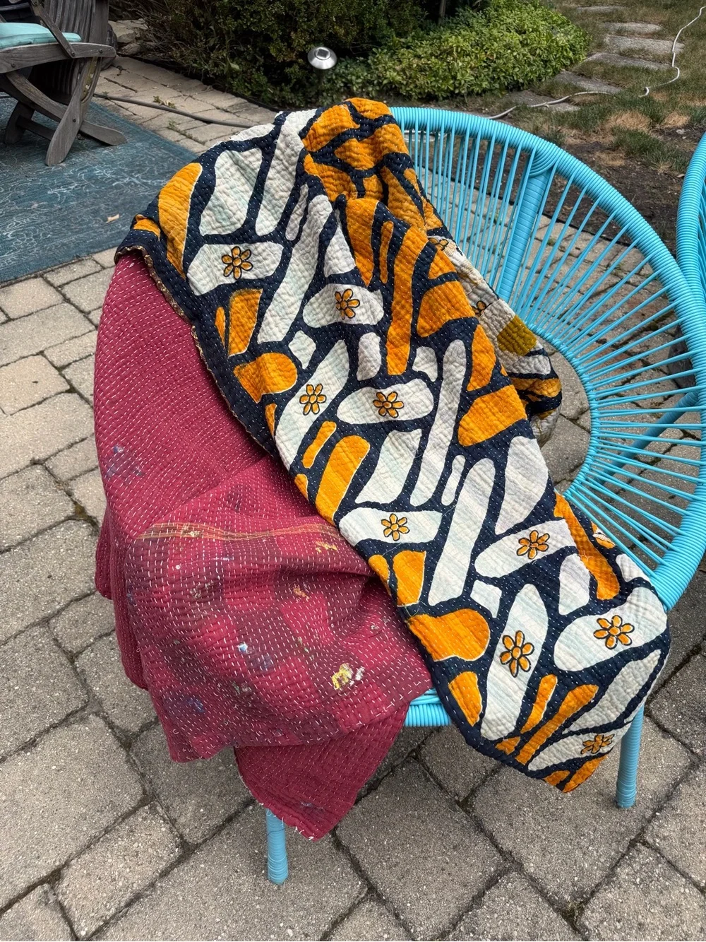 Vintage Indian Kantha Quilt Reversible Cotton Sari Throw Blanket Boho